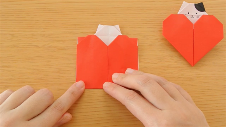 ハート猫のメッセージカード Origamiako
