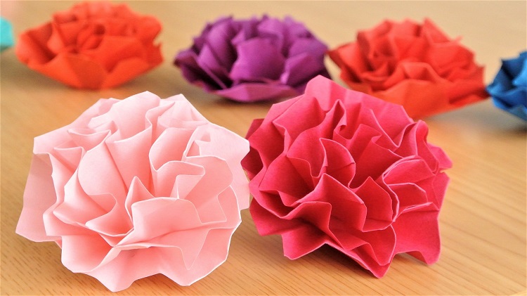 折り紙　簡単なカーネーションの花の作り方 Origami easy Carnation