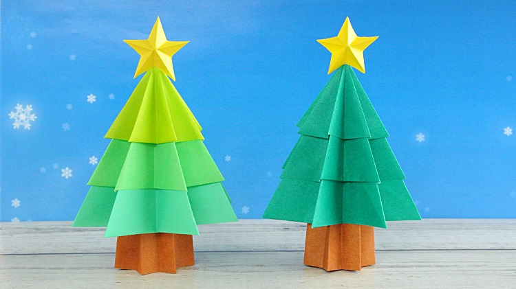 【折り紙工作】立体クリスマスツリーの作り方　[Origami craft] 3D Christmas tree