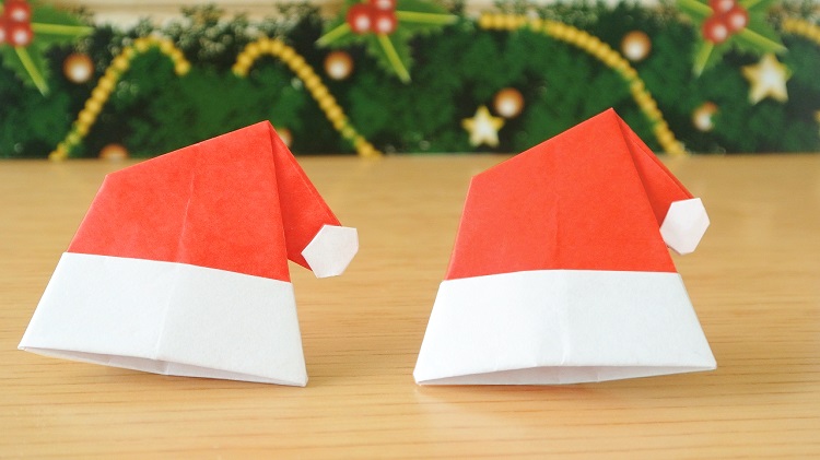 折り紙 サンタ帽子の作り方 [Origami]Santa hat with pompom