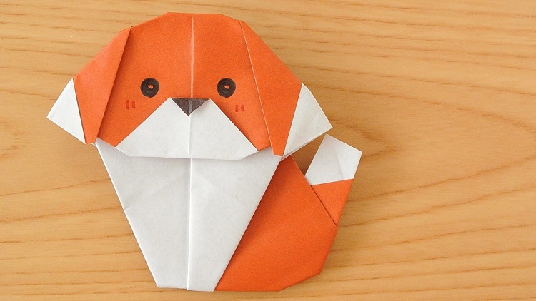 折り紙1枚で犬の作り方 Origami dog
