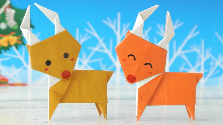 折り紙　トナカイの作り方 [Origami]Santa's Reindeer