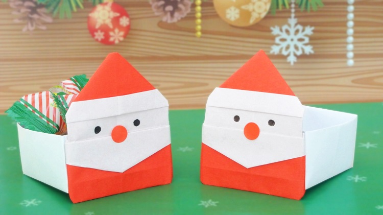 【折り紙】サンタクロースの箱の作り方