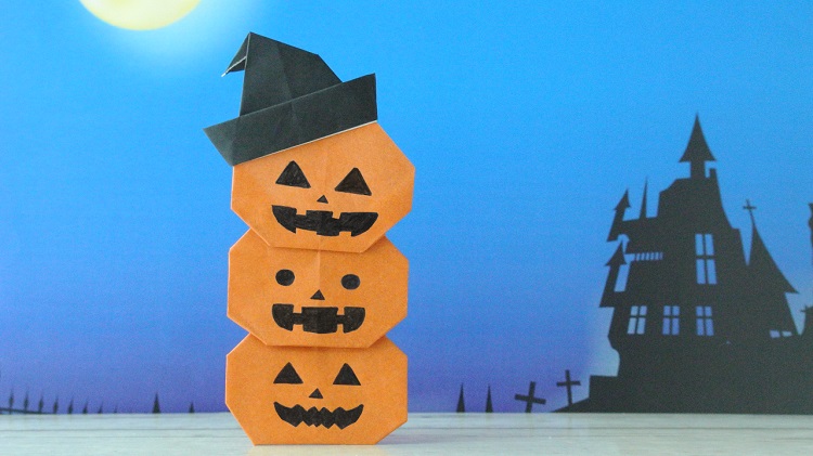 ハロウィン折り紙】３段かぼちゃの作り方